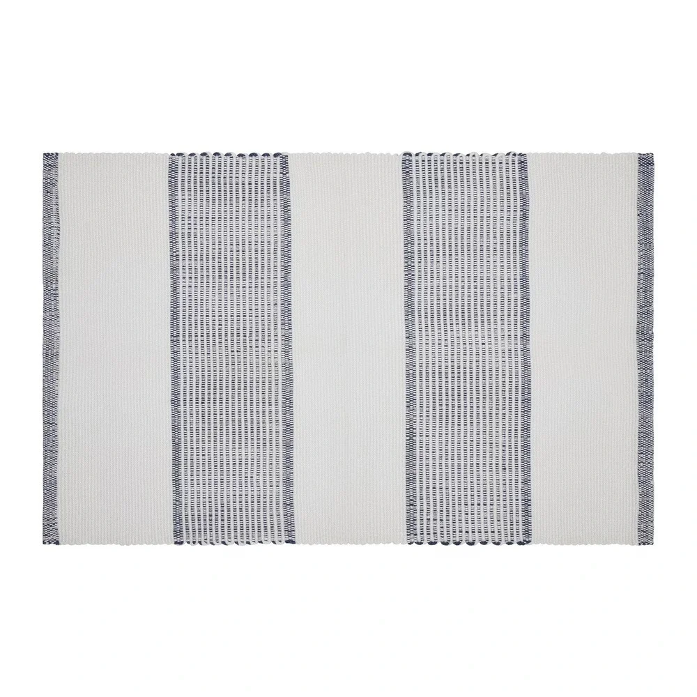 My Texas House Indoor/Outdoor Striped Accent Layering Rug, Blue‎ White, 24x38